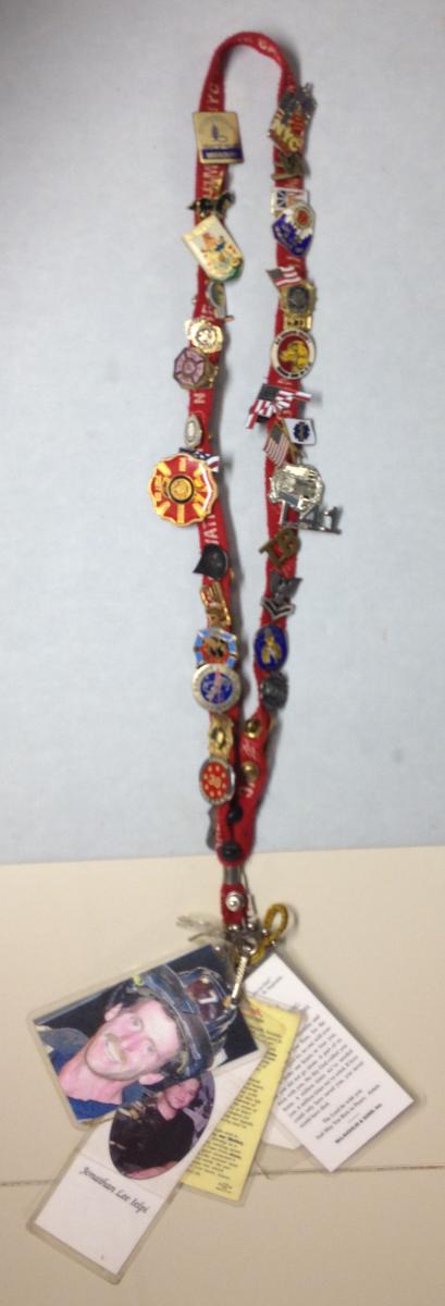 Red Salvation Army lanyard, currently on display at the 9/11 Memorial Museum Courtesy of Debora Jackson