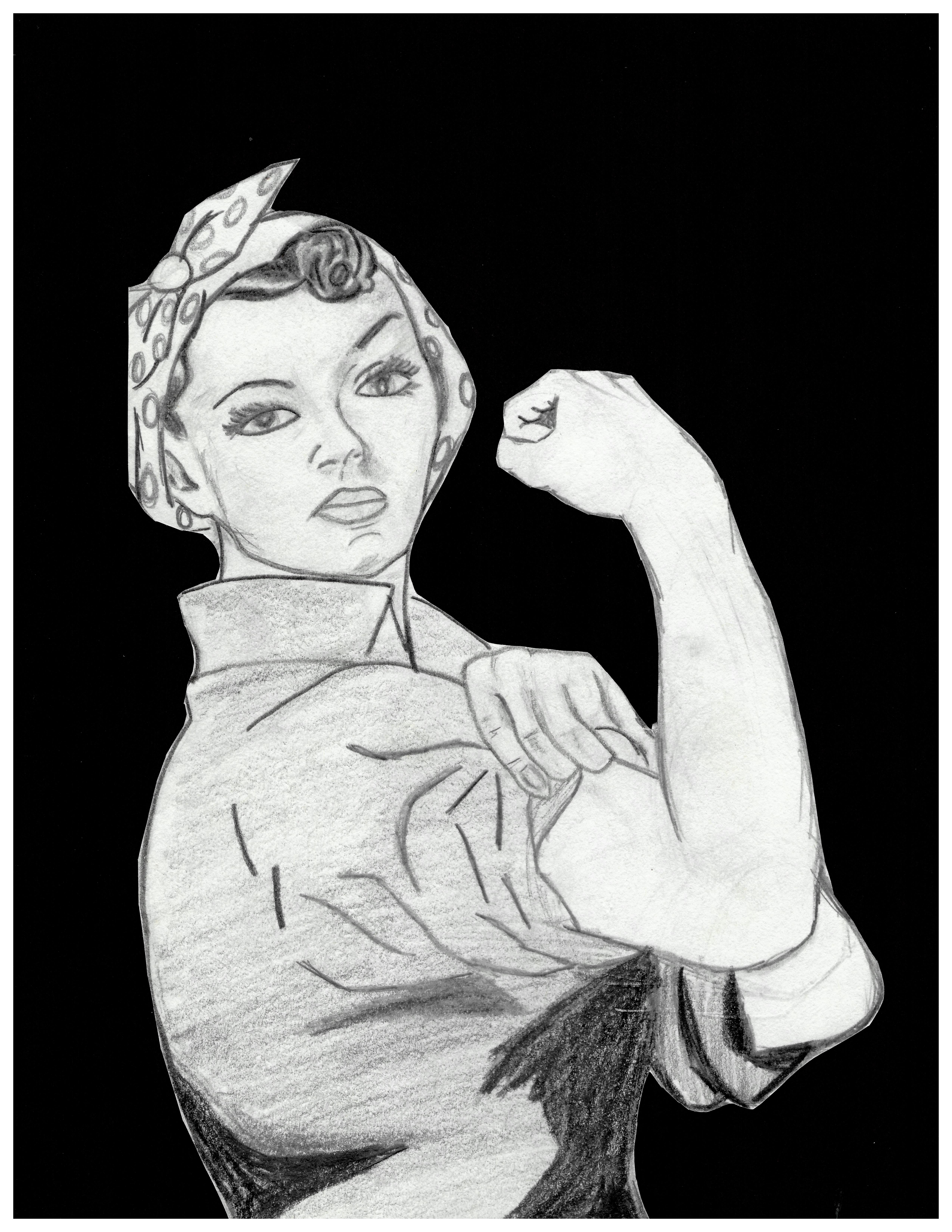Rosie the Riveter in black and white