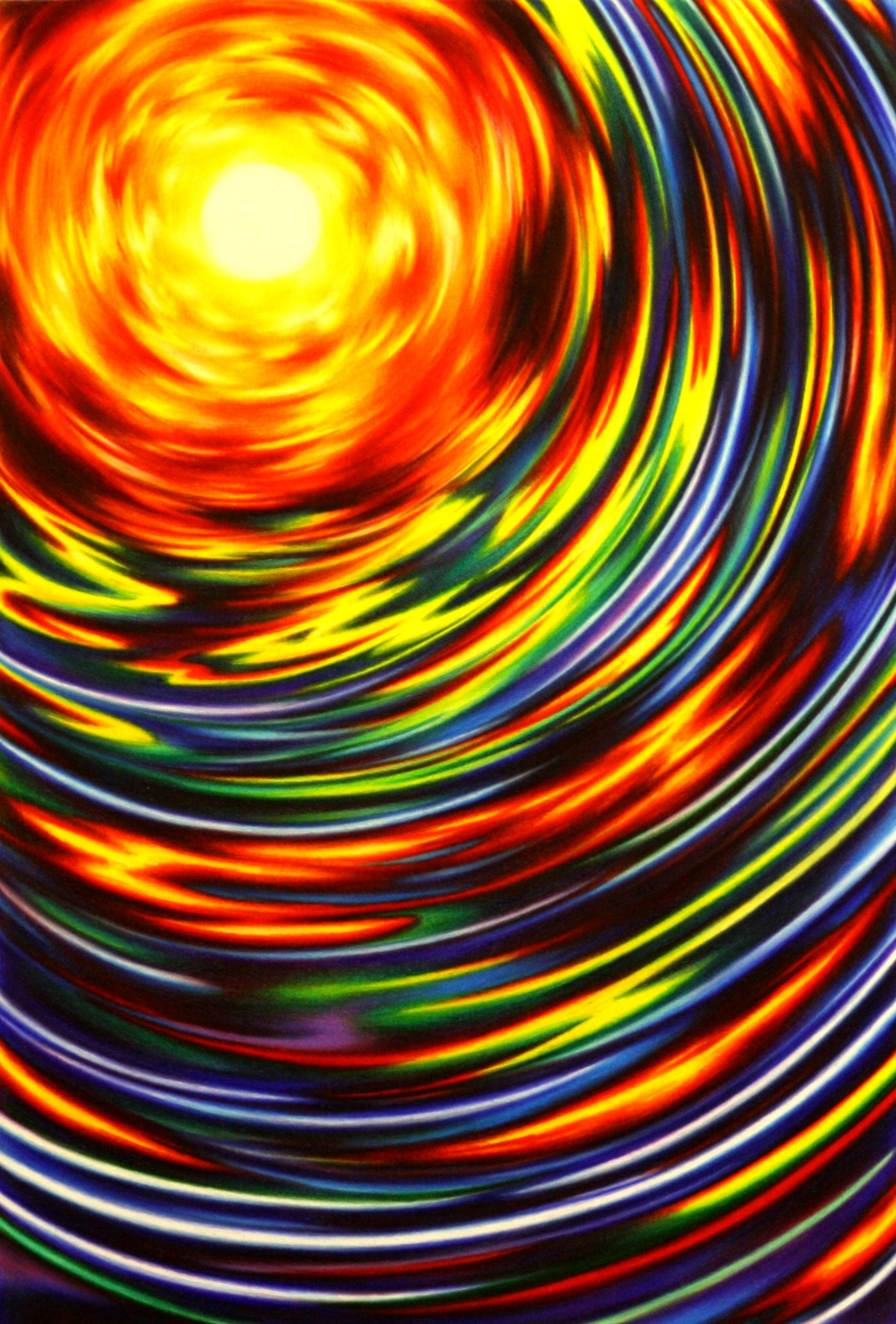 Color field showing color rings spiraling out from the sun