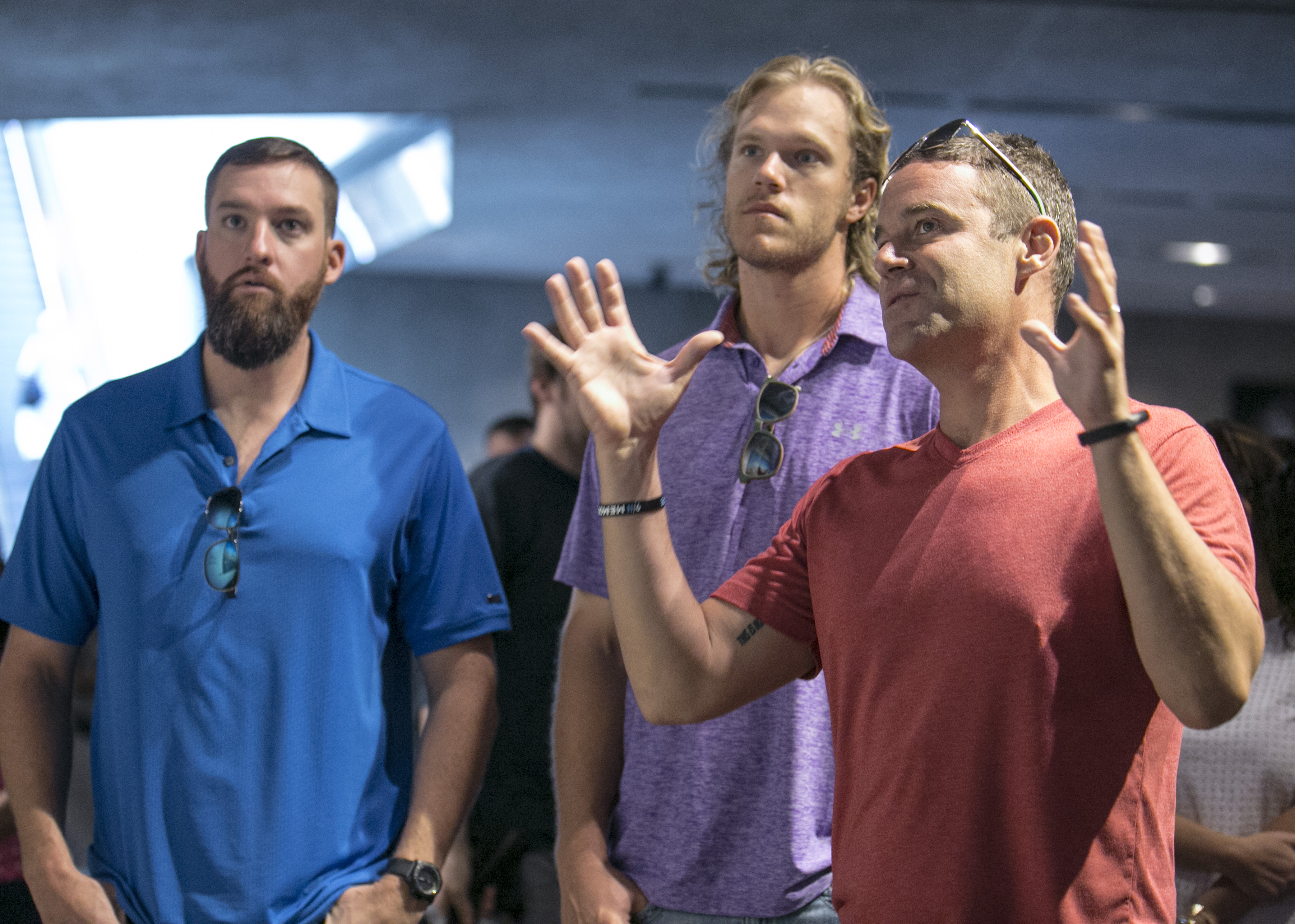 New York Mets pitchers Noah Syndergaard and Bobby Parnell tour the 9/11 Memorial Museum with 9/11 Memorial President Joe Daniels.