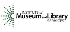 IMLS Logo: Institute of Museum and Library Services green logo with nine rays of dots coming out from a sphere. The rays are on the left side, and in the blank space are the words.