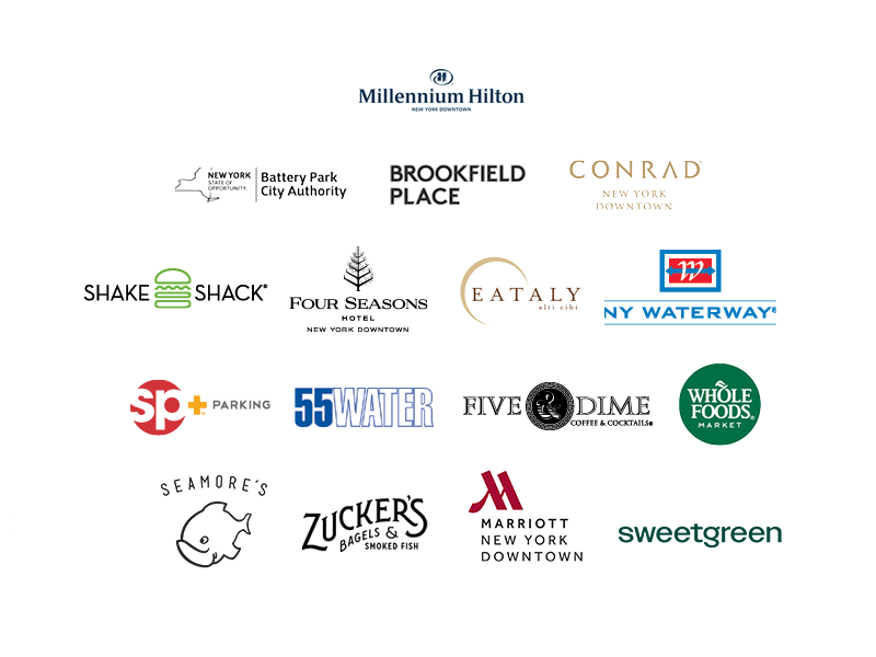 Array of multi-colored logos from downtown partners