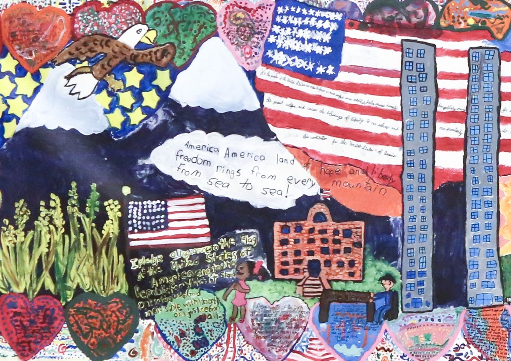 Collection 9/11 Memorial & Museum, Mural created by the Lower School Art Students of Porter Gaud School in Charleston, South Carolina in Mrs. Laura Orvin's Art Class for the people of New York, Gift of Lawrence Knafo