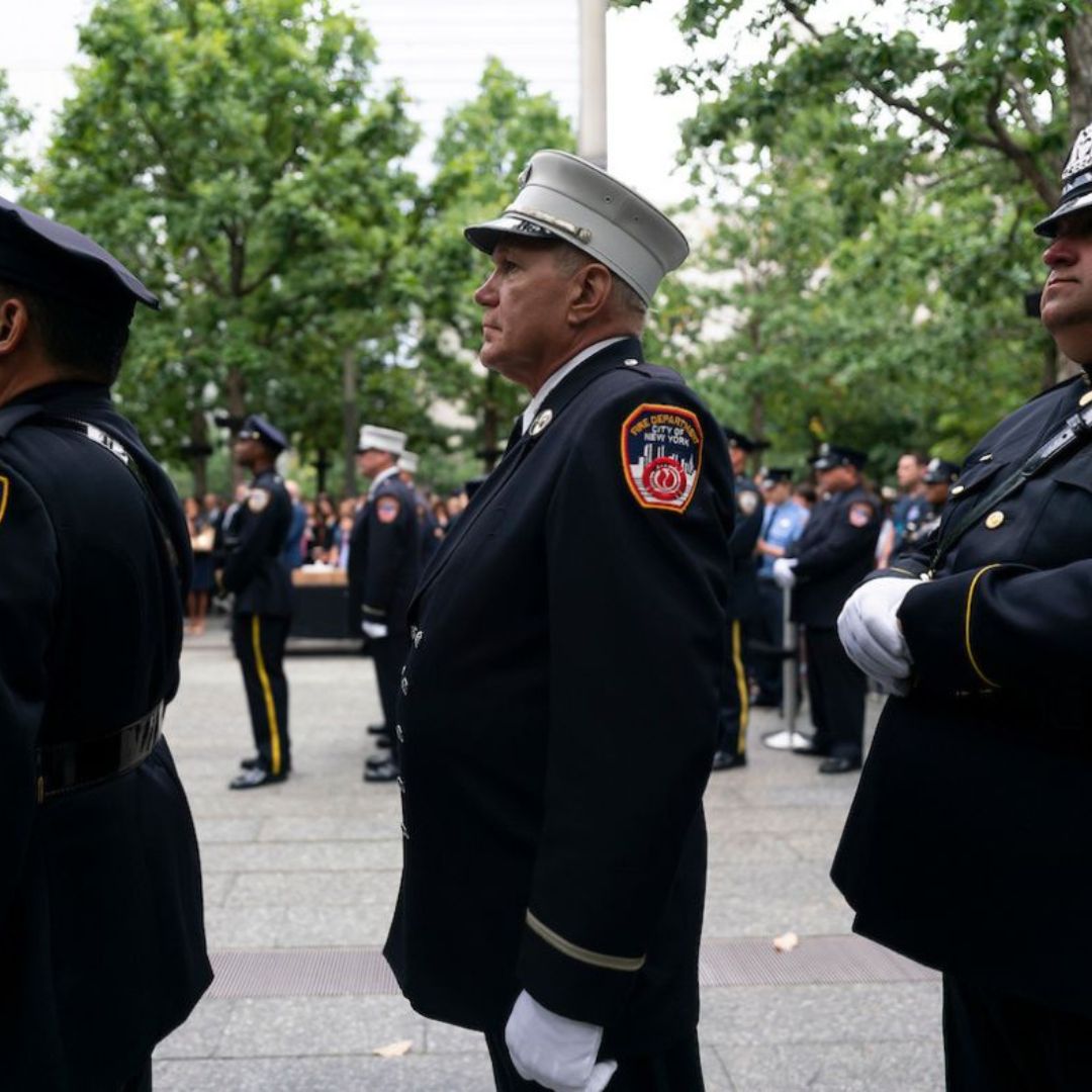 Members of the FDNY and NYPD at the ceremony