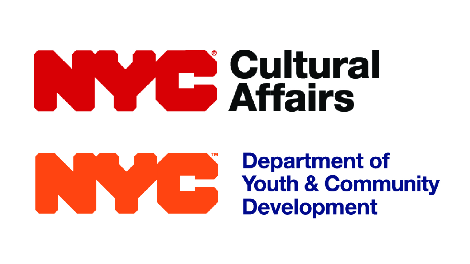 Stacked logos for NYC Department of Cultural Affairs and Department of Youth & Community Development