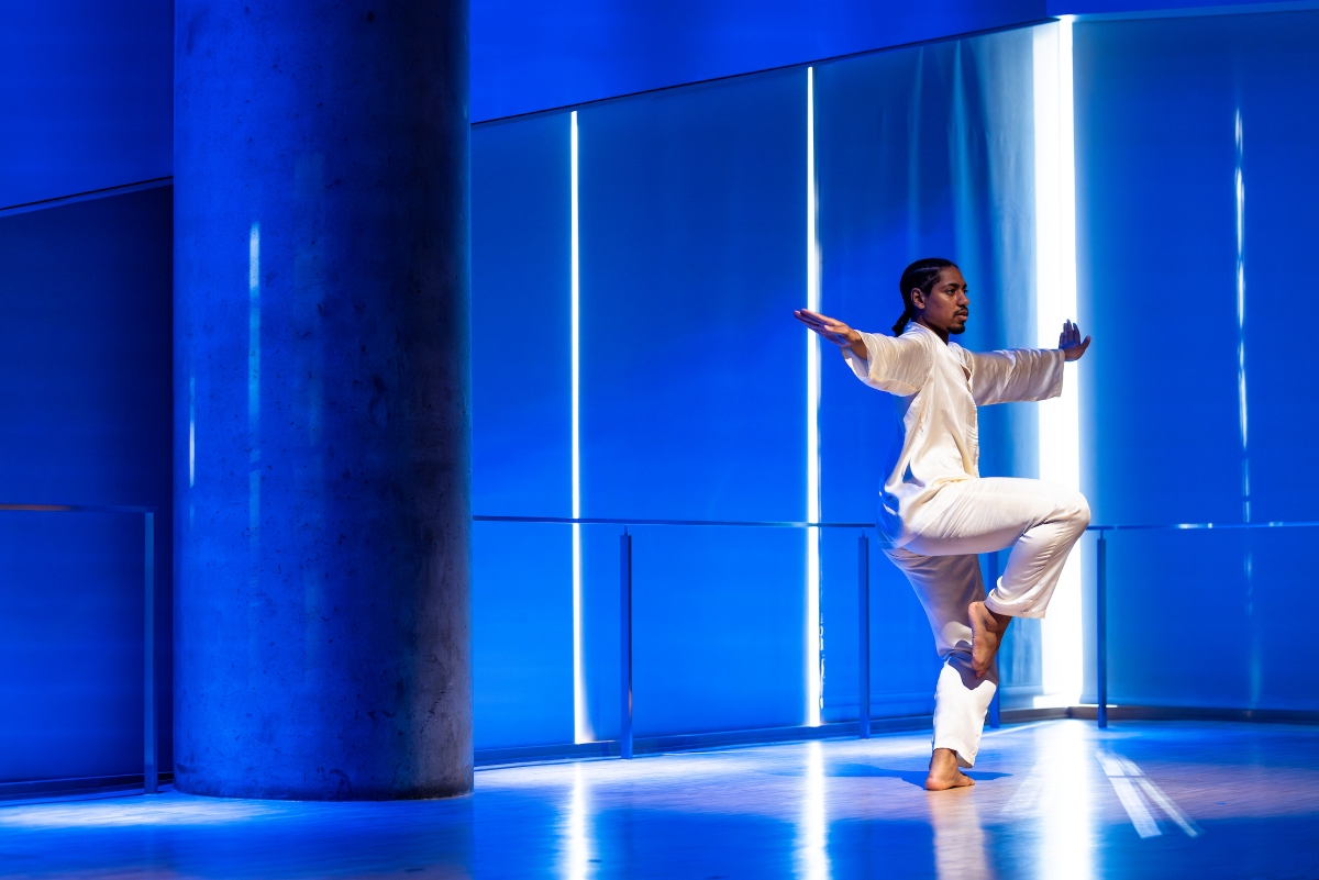 a dancer performs on stage