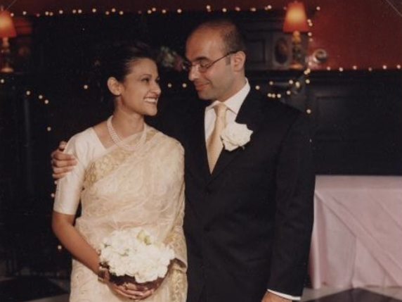 Michael Theodoridis and his wife, Rahma Salie, on their wedding day. 