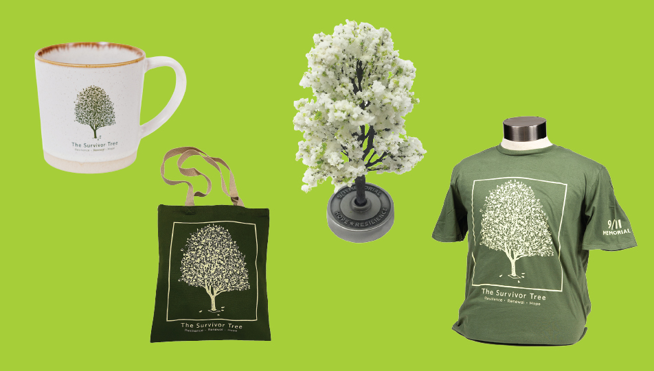 images of Survivor Tree keepsakes available at the 9/11 Memorial & Museum Store