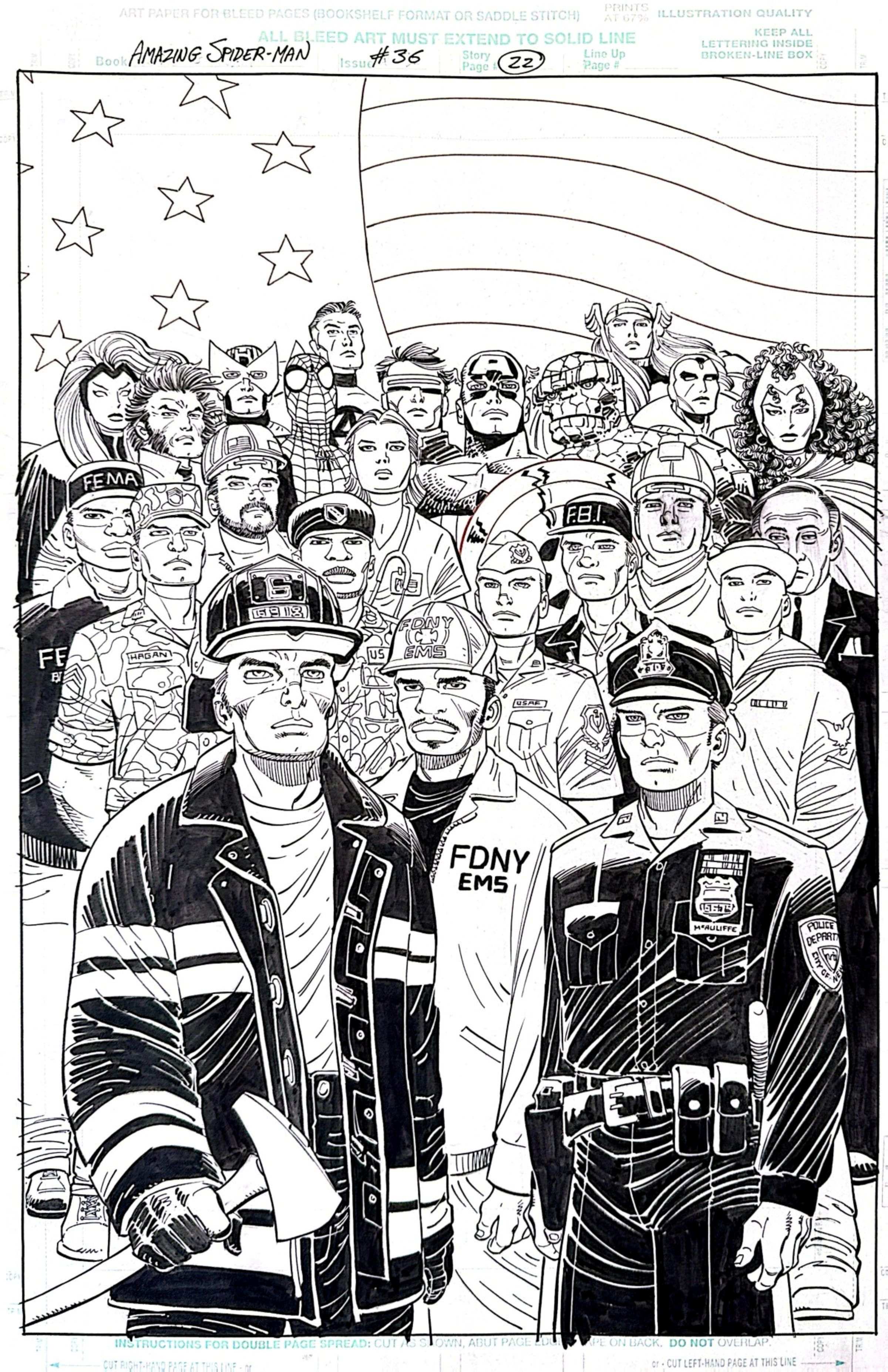 a pencil sketch of first responders 