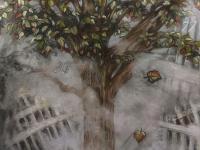 "Survived" pastel and charcoal on paper