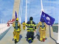 9/11 Silent Walk Charleston, SC.  Acrylic on canvas @ 36 x 36"