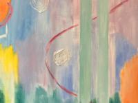 Acrylic abstract painting of twin towers with spirits ascending. Painted on the 10th anniversary of 9/11, September, 2011