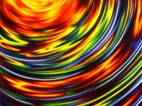 Color field showing color rings spiraling out from the sun