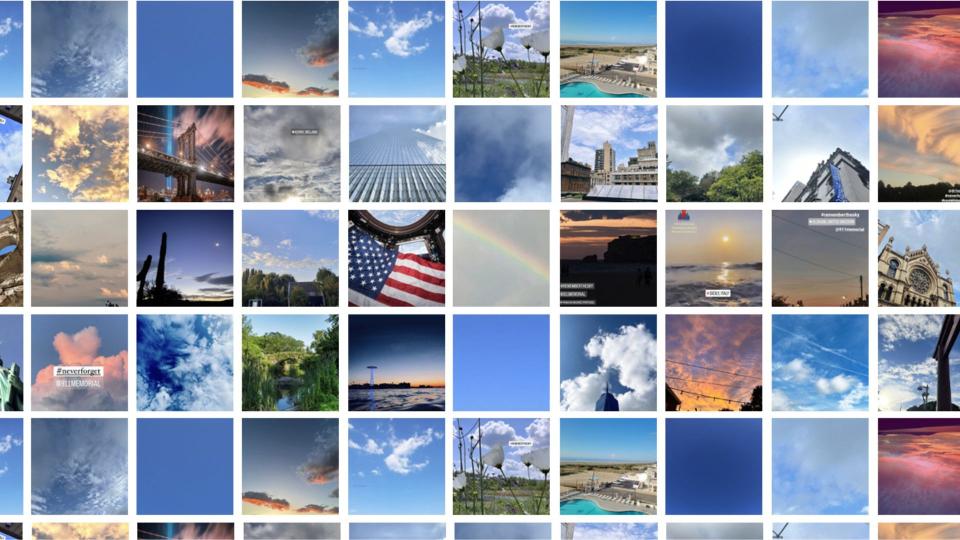 Collage showing thumbnail images of blue skies around the globe